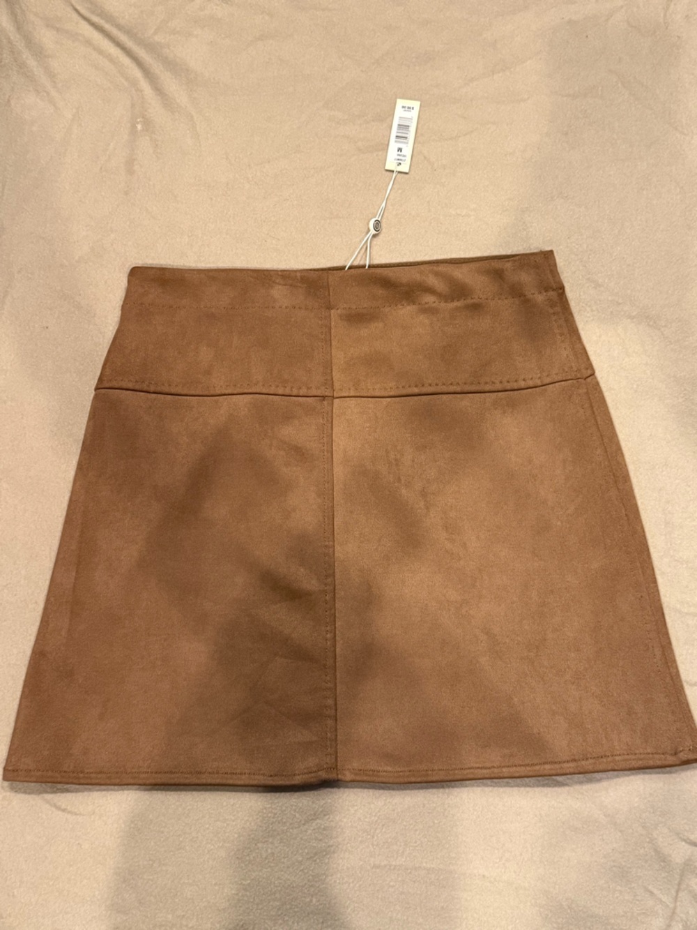 Max Studio Chestnut Faux Suede A-Line Mini Skirt